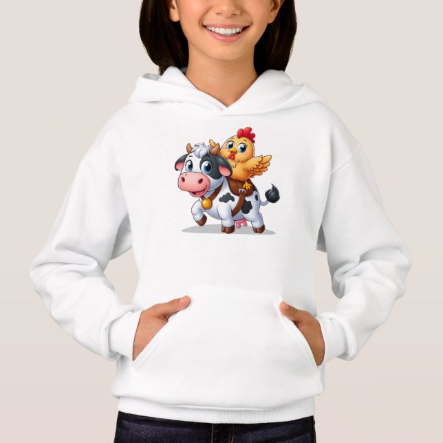 Söt tecknad ko/kyckling t shirt (Framsida)