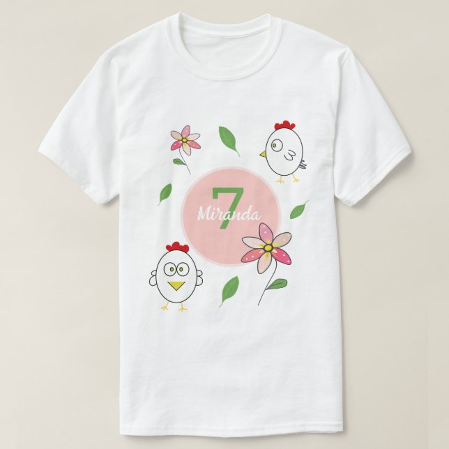 Söt Tecknad Kyckling Illustration T Shirt (Design framsida)