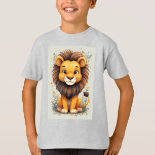 Söt tecknad lejon babyrumsdekor t shirt