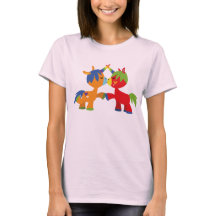 Söt tecknad LGBTQIA-enhörnings-T-shirt för dam
