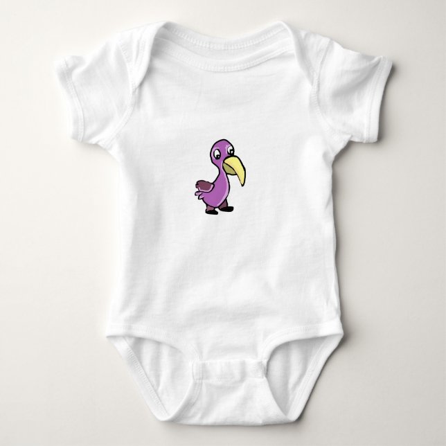 Söt tecknad lila fågel t shirt (Framsida)