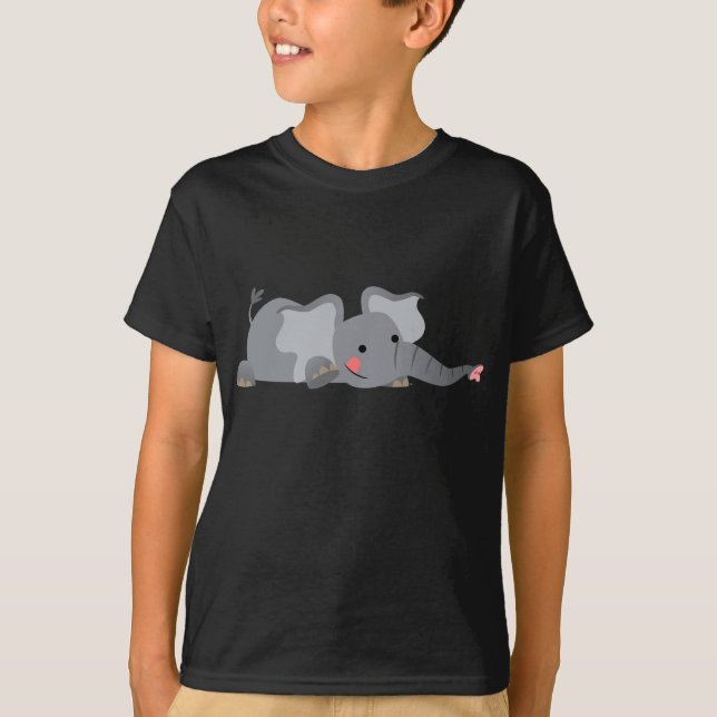 Söt Tecknad Listig Elefant Barn T-Shirt (Framsida)