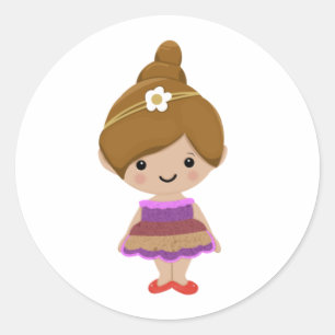 söt tecknad liten prinsessa runt klistermärke