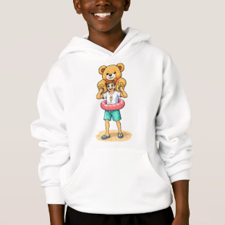Söt tecknad man med jätte teddybjörn sommar kul t shirt