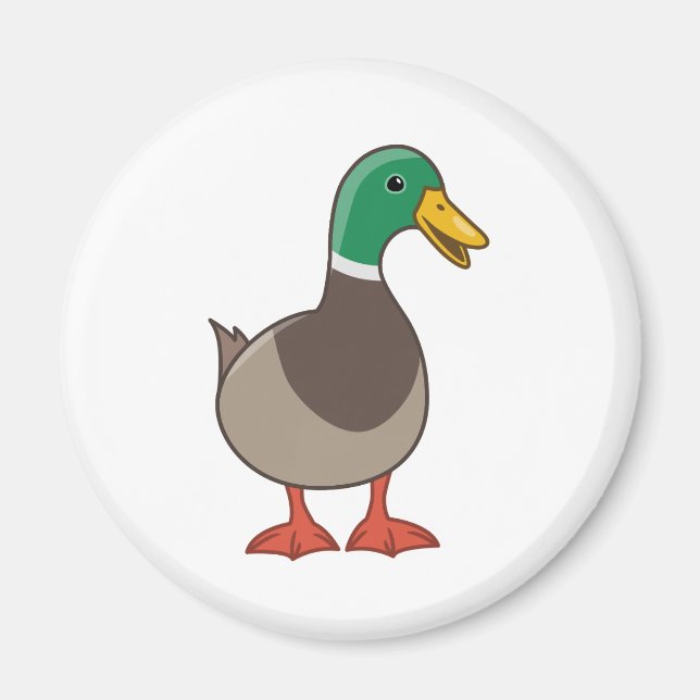 Söt Tecknad Mulland Gräsand Magnet (Framsidan)