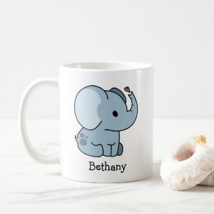 Söt Tecknad Nyckfull Elefant Personlig Kaffemugg