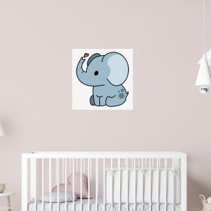 Söt Tecknad Nyckfull Elefant Poster