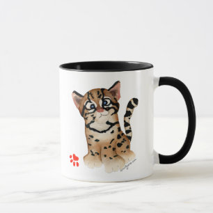 Söt Tecknad Ocelot Skämtskriftkort Mugg