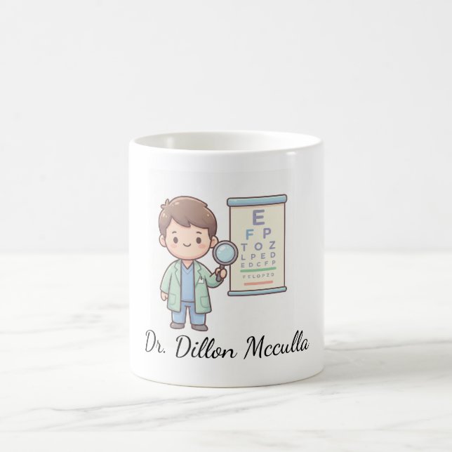 Söt Tecknad Optiker Mugga Design – Ögon Diagram & Kaffemugg (Center)