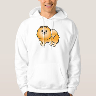 Söt Tecknad Orange Pomeranian Hund Hoodie
