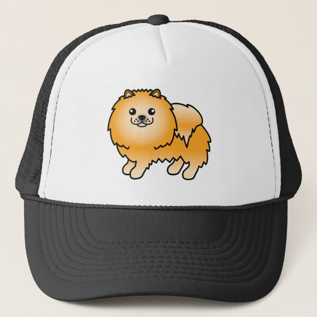 Söt Tecknad Orange Pomeranian Hund Keps (Framsida)