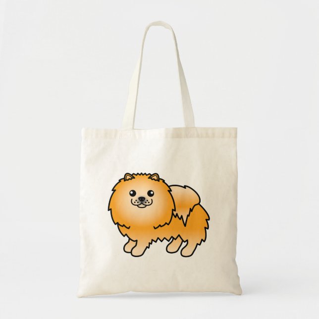 Söt Tecknad Orange Pomeranian Hund Tygkasse (Framsidan)