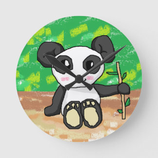 söt tecknad panda rund klocka