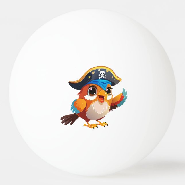 Söt tecknad papegojapirat pingisboll (Framsidan)