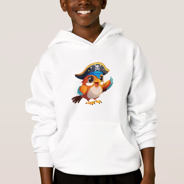 Söt tecknad papegojapirat t shirt (Framsida)