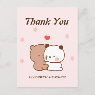 Söt tecknad paret, Kawaii Björn & Panda Tack Vykort