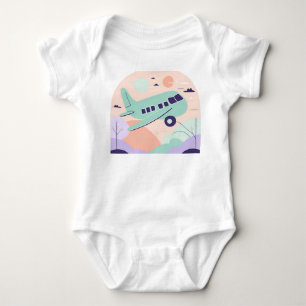 Söt Tecknad Pastell Färger Flygplan Flyg Barnkamma T Shirt