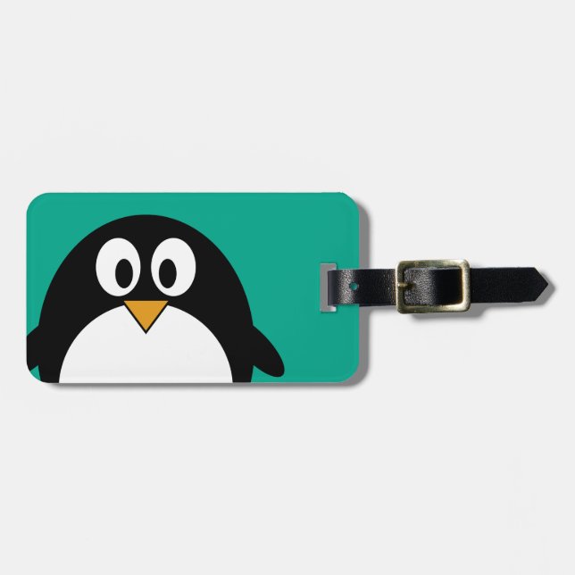 söt tecknad penguin emerald och svart bagagebricka (Horisontell Framsida)