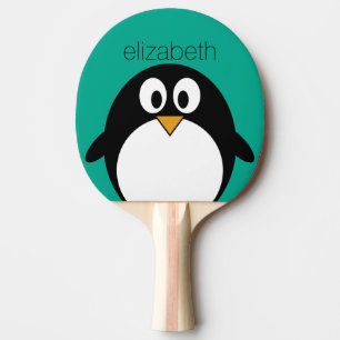 söt tecknad penguin emerald och svart pingisracket