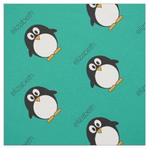 söt tecknad penguin emerald och svart tyg