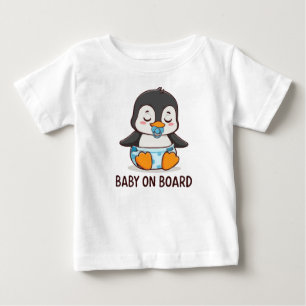 Söt Tecknad Pingvin "Bebis Ombord" Klistermärke fö T Shirt