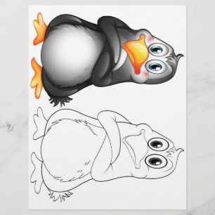 Söt tecknad pingvin målarbild reklamblad