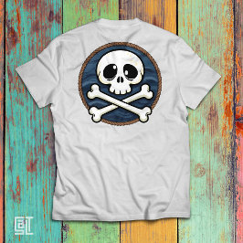 Söt Tecknad Piratskalle & Korsade Ben Marin Ut T Shirt