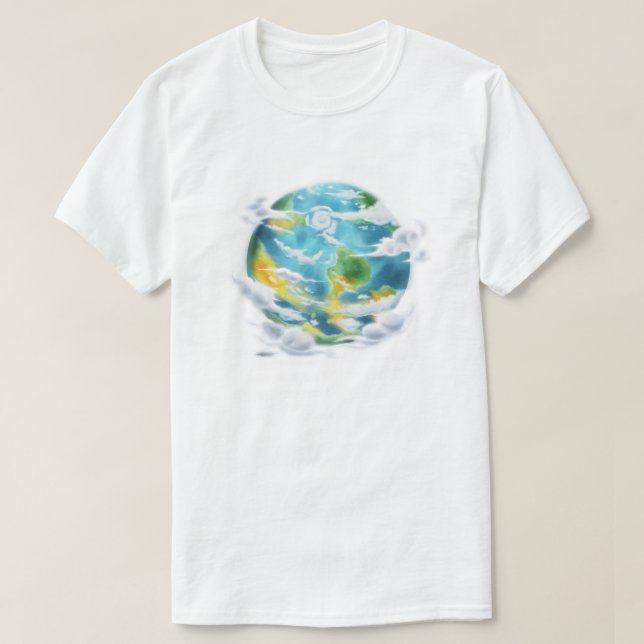 Söt tecknad planet jord miljövänlig t shirt (Design framsida)