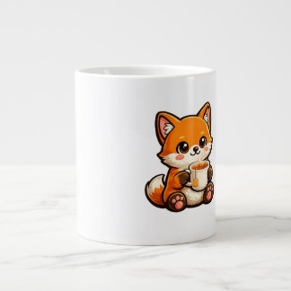Söt Tecknad Räv Illustration – Mysig Räv som Drick Jumbo Mugg