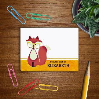 Söt Tecknad Red Fox-Personlig Post-it Block
