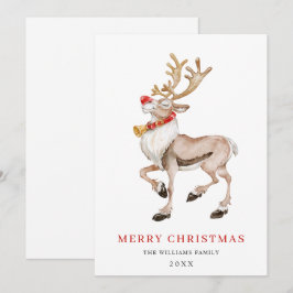 Söt tecknad ren glad jul hälsning julkort