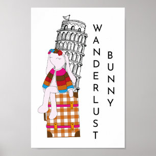Söt tecknad reskanin Italien semester Poster