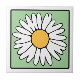 Söt tecknad retro tusensköna vårträdgård blomma kakelplatta