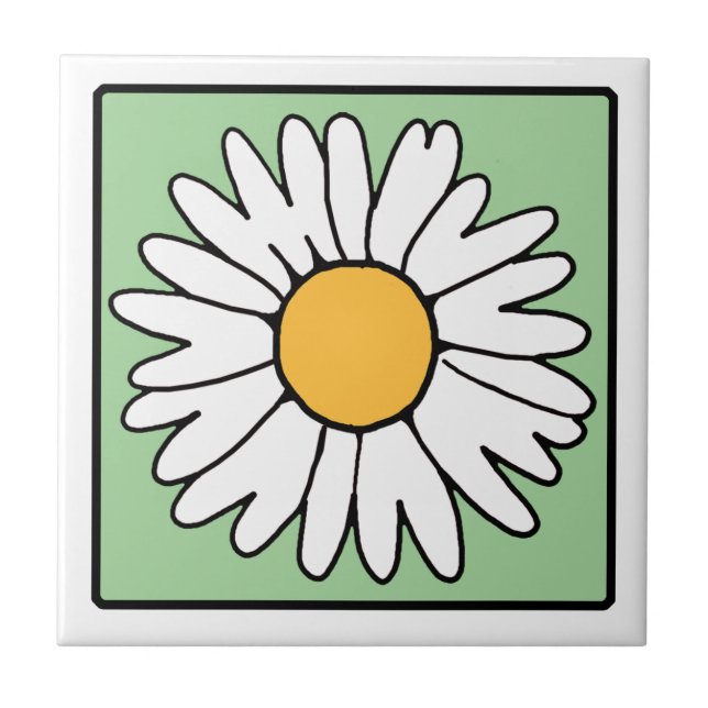 Söt tecknad retro tusensköna vårträdgård blomma kakelplatta (Framsidan)