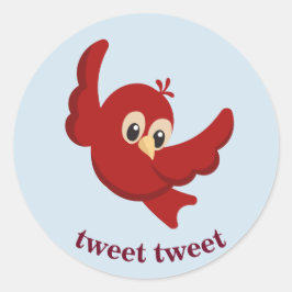 Söt Tecknad Röd Fågel Runt Klistermärke