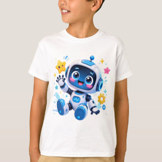 Söt Tecknad Rymdrobot T Shirt