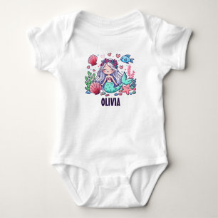 Söt tecknad sjöjungfru med personlig text t shirt