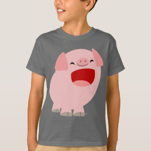 Söt Tecknad Sjungande Gris Barn T-Shirt