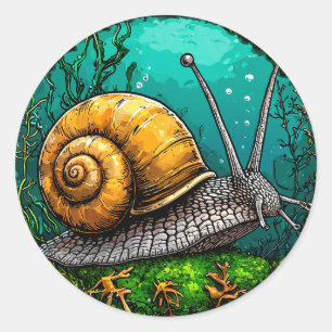 🐌 Söt Tecknad Snigel Mjuk Minimal Djur Runt Klistermärke