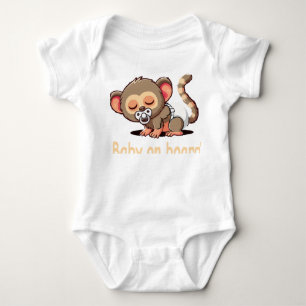Söt Tecknad Sovande Apa Baby Ombord Bil S T Shirt