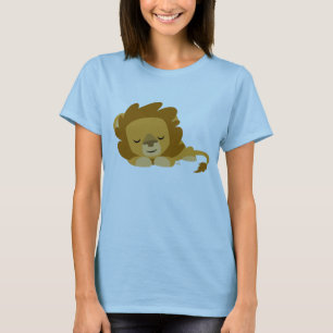 Söt tecknad sovande lejon damt-shirt tee