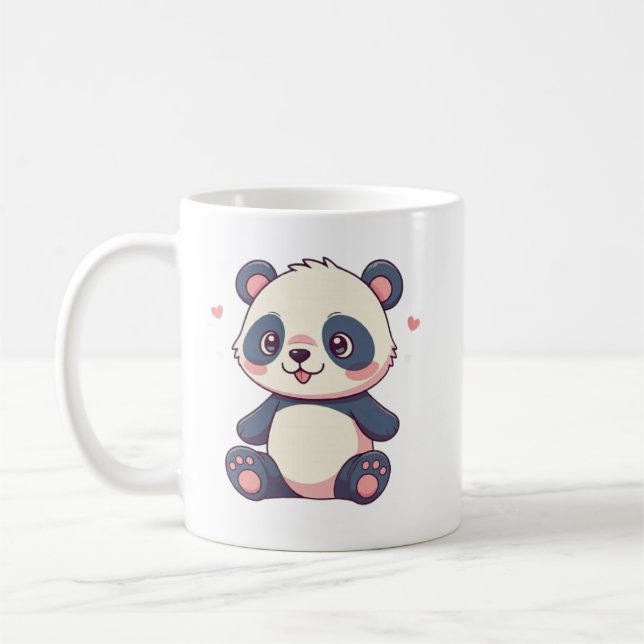 Söt tecknad stil kawaii panda design mugg (Vänster)