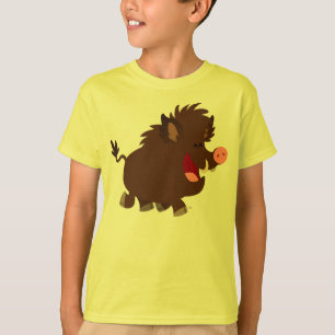 Söt tecknad strålande vildsvinbarn T-shirt