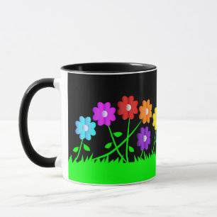 Söt tecknad tecknad art färg-blommor mugg