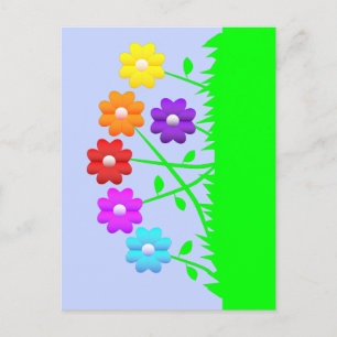 Söt tecknad tecknad art färg-blommor vykort