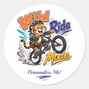 Söt Tecknad Tiger BMX Cykel Barn Personlig Runt Klistermärke