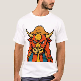 Söt Tecknad Tjurtjurs T-Shirt | Roligt Djur C