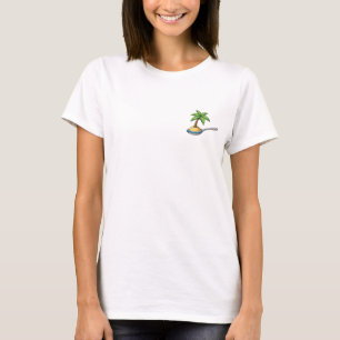 Söt tecknad tropisk ö med palmer inuti t shirt
