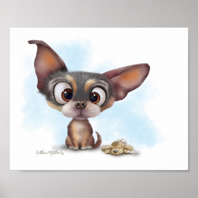 Söt Tecknad Valp Av Chihuahua Poster (Framsidan)