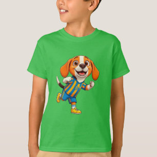 Söt Tecknad Valp Fotbollsspelare T Shirt